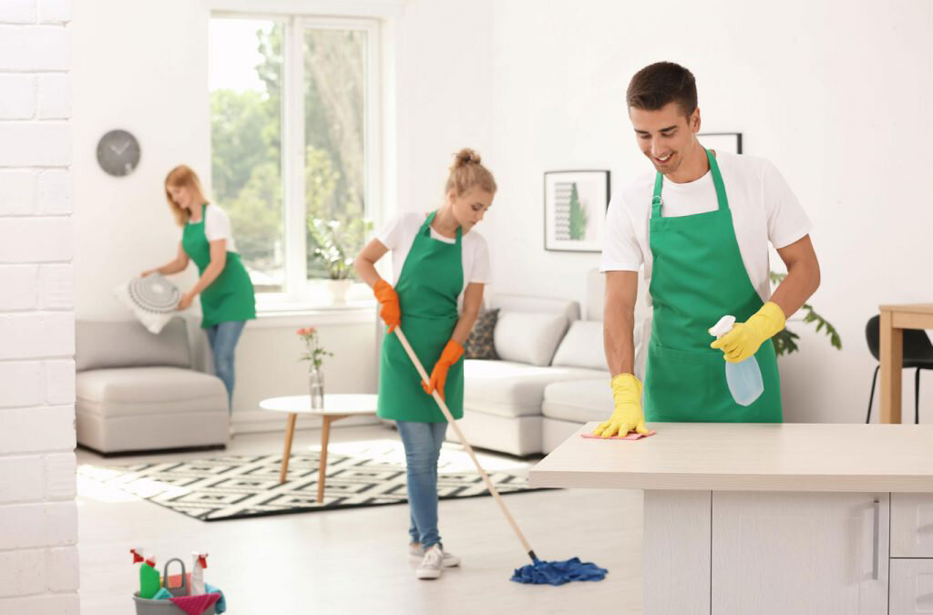 Professional cleaning team providing House clean out services kent wa in a modern residential home